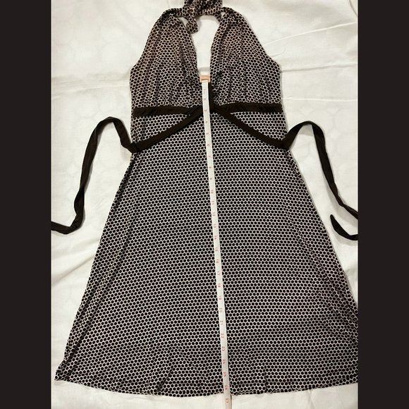 Vertigo Paris Brown Pink Polka Dot Halter Dress L - Picture 2 of 7